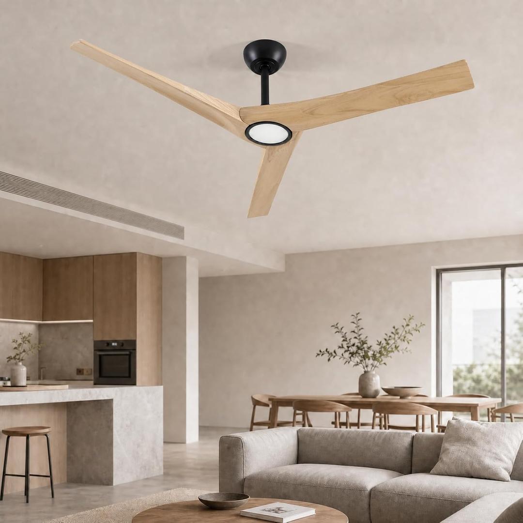 Skylike 60'' Modern Big Ceiling Fan with Light and Remote for Living Room