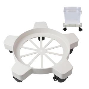 CNQLIS 5 Gallon Bucket Dolly with 5 Smooth-Rolling Swivel Casters,75 lbs,No Tip or Spilling for 5 Gallon Bucket and Flowerpot,11" Inside Diameter(Brake Style), White