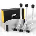 EZDIY-FAB PSU Extension Cable Sleeved Custom Mod PC Power Supply Cable, Soft Nylon Braided with Comb Kit 24PIN/8PIN to 6+2Pin/ 8PIN to 4+4PIN-30CM 300MM - White