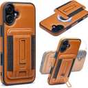 3-in-1 Detachable Wallet Case for iPhone 16 Case, fits for MagSafe,Adjustable Kickstand Card Holder,Strong Magnetic Leather Case with Screen Protector (Caramel, IP16-6.1inch)