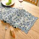 HunnmingRe Chinoiserie Table Runner Blue and White Floral Table Runner Vintage Chinoiserie Decor Spring Decorative Dinner Tablecloth for Home Dining Kitchen Seasonal Party Decor, 12x71 Inch