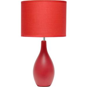Simple Designs LT1152-RED Traditional Oblong Ceramic Table Lamp for Living Room, Bedroom, Study, Office, Entryway, Reading Nook, Red