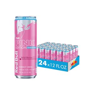 Red Bull Pink Edition Sugar Free Energy Drink, Wild Berries, 12 fl. z., Case of 24 cans, with 114mg Caffeine, Taurine & B Vitamins (EXP 05/30/26)