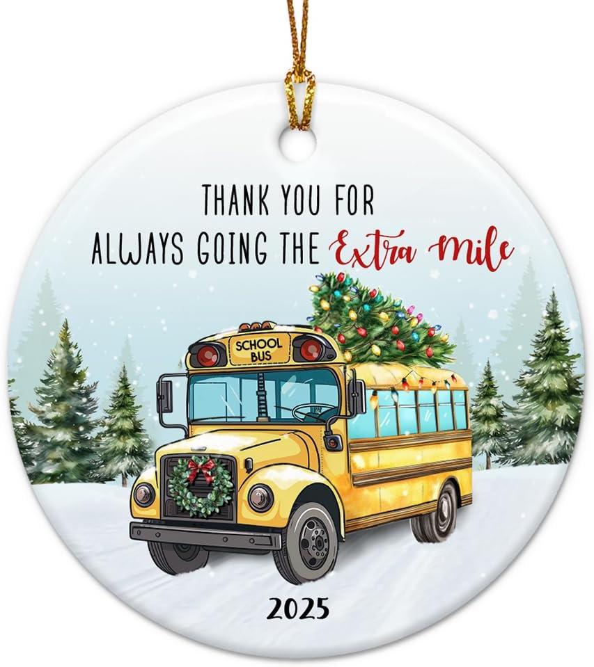 School Bus Driver Christmas Ornaments 2025 - Back to School, Thank You Appreciation Gifts for Xmas, End of Year - Bus Driver for Women, Men, School Staff Holiday Keepsake