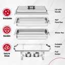 IMACONE 4 Pack Chafing Dish Buffet Set, 8QT Stainless Steel Rectangular Chafers and Buffet Warmer Sets 7 Pans Rolled-Edge Design for Catering Event Party Holiday