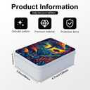 Metal Tin Box with 2 Paper Clamp, Multi Function Tinplate Box Container, Cute Mini Portable Small Iron Storage Container with Lid for Home Storage, 5 x 3.7 IN, Mushroom World