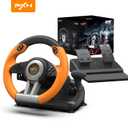 PXN Racing Wheel - Gaming Steering Wheel for PC, V3II 180 Degree Driving Wheel Volante PC Universal Usb Car Racing with Pedal for PS4, PC, PS3,Xbox Series X|S, Xbox One (orange)