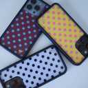 Wildflower Cases - Compatible with iPhone 16 Pro Max | Protective Black Bumper, 6.5ft Drop Test Certified, Women Owned Small Business | Spots Aesthetic Trendy Cute | Polka Dot - Pink and Yellow