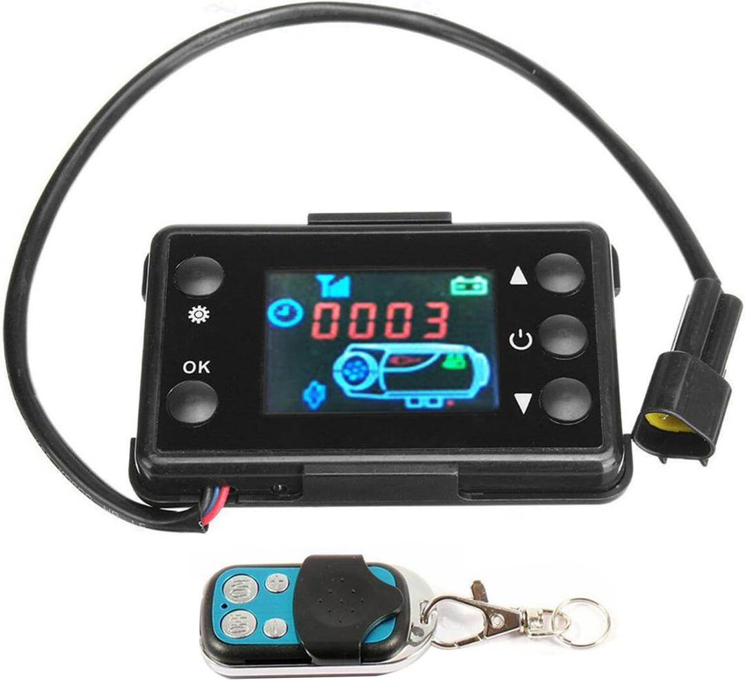 12V/24V LCD Thermostat Controller with Remote(Without Battery) for Diesel Air Parking Heater, Universal Heater Switch Replacement