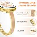 Mesime Slim Dressy Watch Band Compatible with Apple Watch Bands for Women 49mm/46mm/45mm/44mm/42mm(Series 3 2 1), Jewelry Bracelet Metal Designer Fancy Strap 