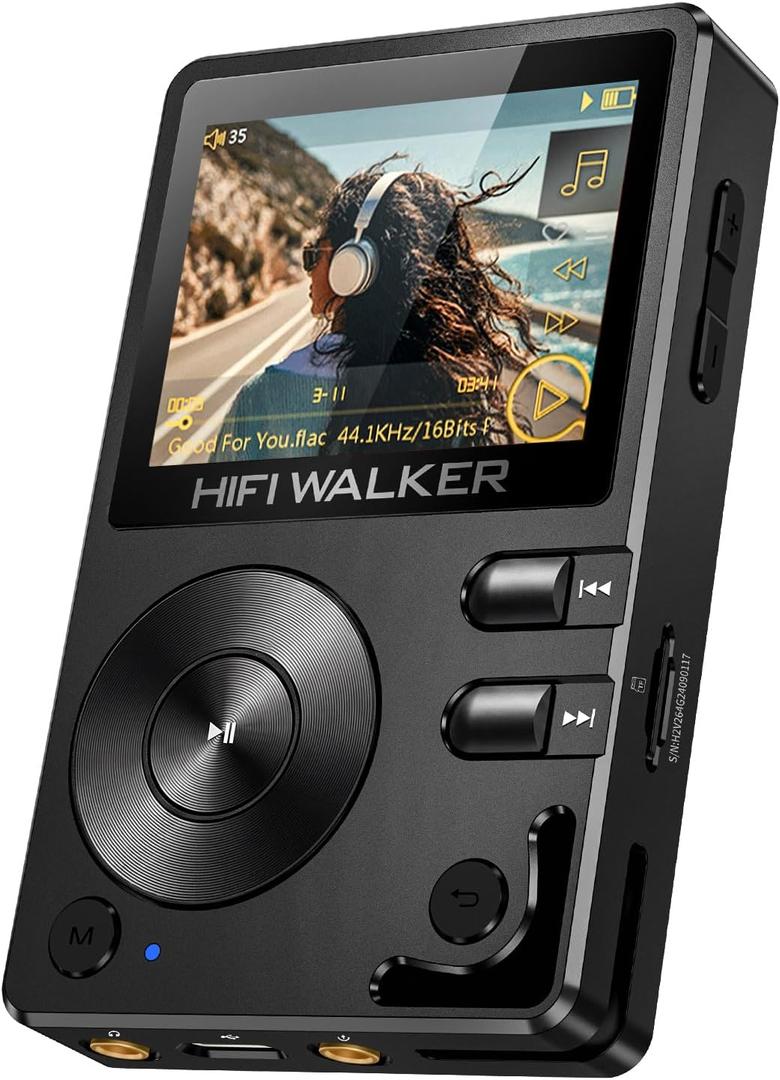 HIFI WALKER H2 HiFi MP3 Player with Bluetooth, Lossless DSD DAC FLAC, High Resolution Music Player, Portable Audio Player with 64GB Memory, Supports up to 512GB (Black)