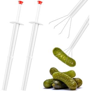 2Pcs Pickle Grabber Tool, Stainless Steel Pickle Picker Grabber, Pickle Pincher Tool for Kitchen Food Olive Pepper
