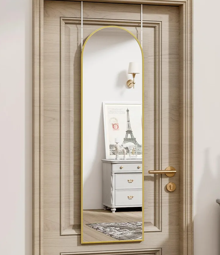 Vlush Door Mirror, Full Length Mirrors Over The Door, 14'' x 48'' Hanging/Rectangular Wall Mirror, Wall-Mounted/Hanging/Leaning, Home Decor,(Gold)