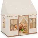 INFANS Kids Play Tent with Washable Mat Star Light Windows, Anti-Trip Large Playhouse Toys for Children Boys Girls, Indoor Outdoor Princess Tents Castle for Toddlers (Beige)