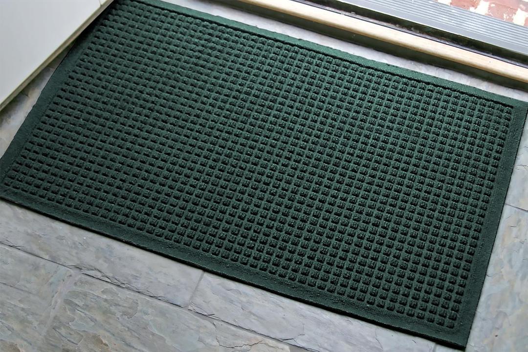 Waterguard  Squares 23 in. x 35 in. PET Polyester Indoor Outdoor Door Mat Charcoal