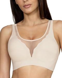 MOVINUN Wireless Bra Push Up No Underwire Back Smoothing Bralette Support Padded Full Coverage Seamless Bralettes Comfort Lift Sexy Invisible Bras Nude