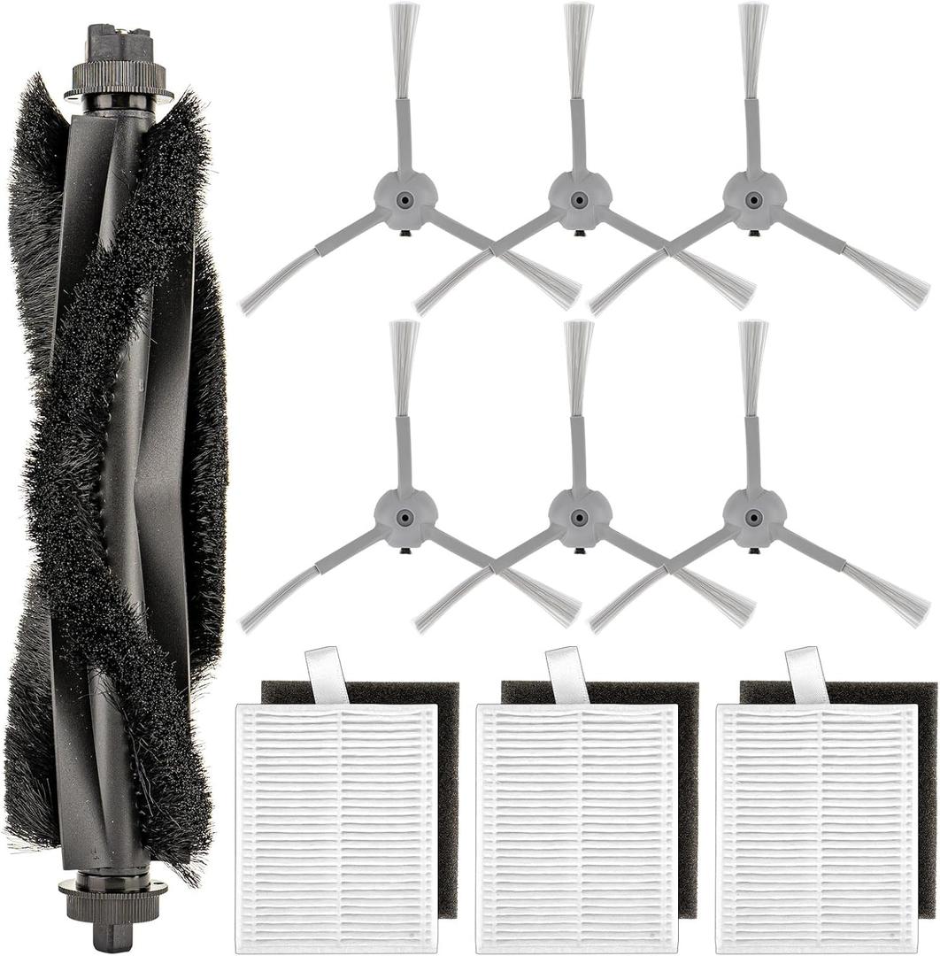 (10 Pack) L60 L50 Replacement Parts Compatible with eufy L60, L60 Hybrid, L60 SES, L50 SES, L50 Series Robot Vacuum, Accessories Kit, 1 Roller Brush, 3 HEPA Filters & Foam Filters, 6 Side Brushes