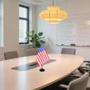 USA Desk Flag 12" Solid Pole Deluxe Set American Flags Banner Mini Small US Office Table Flags with Black Stand Base Desktop Decorations(2Pack)