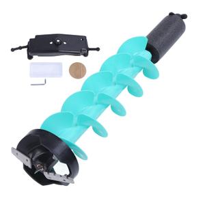 Zunate Ice Auger for Fishing - 6-inch 2-Blade Drill with Locator, Deep Water Use (Blue)