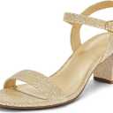 mysoft Women's Low Heels Open Toe Ankle Strap Block Chunky Heels Sandals Comfortable Classic Dressy Wedding Party Event Shoes, 12W