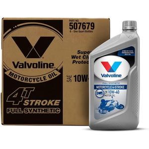 Valvoline 4-Stroke Motorcycle Full Synthetic SAE 10W-40 Motor Oil 1 QT, Case of 6