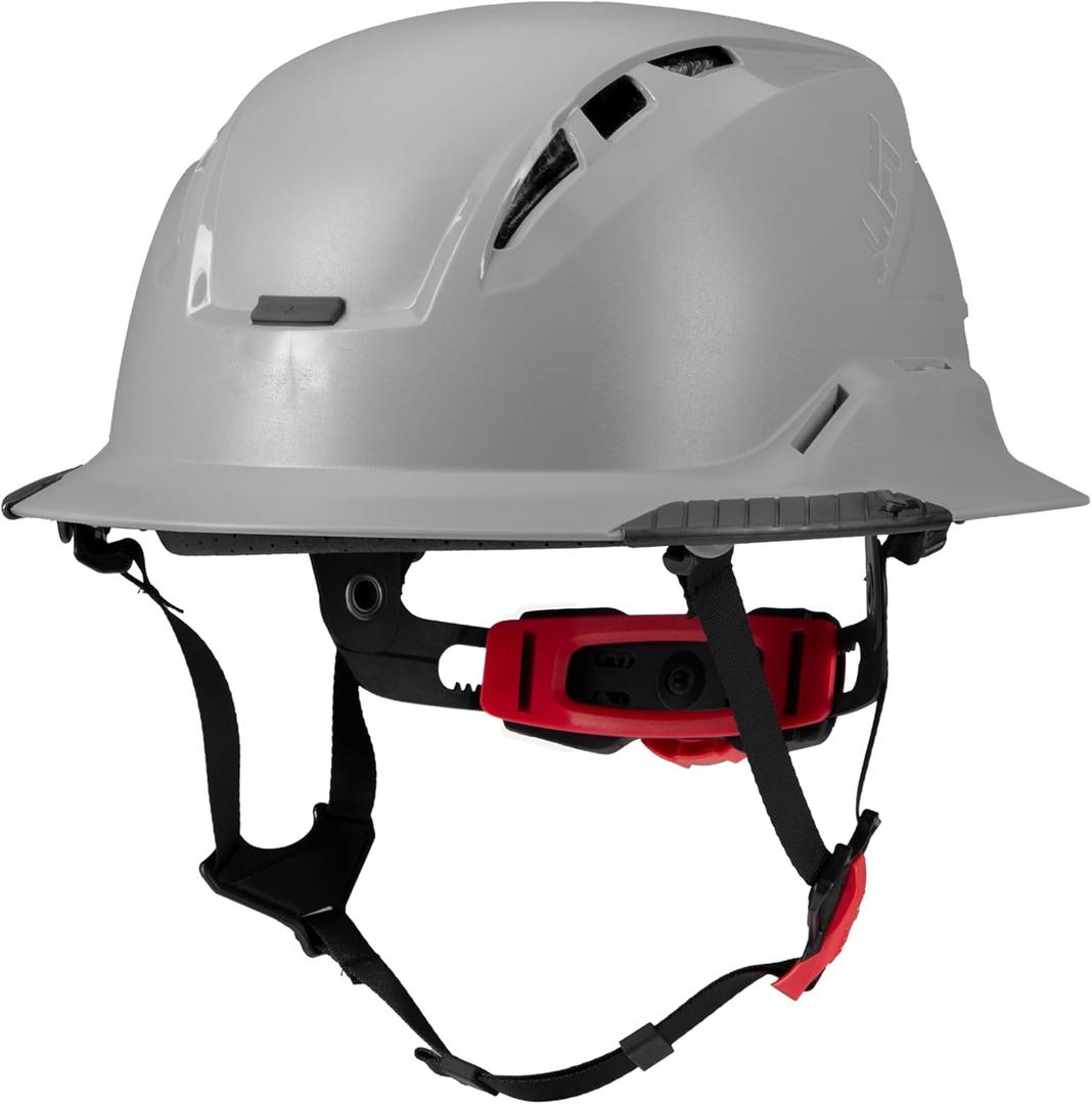 LIFT SAFETY Radix Full Brim Vented or Non-Vented Hard Hat | Twiceme Emergency ID | Lightweight Shell | Enhanced Airflow (Grey)