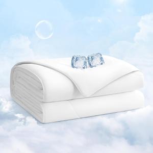 EASELAND King Tencel Cooling Comforter for Hot Sleepers - Double-Sided Lightweight and Breathable Fabric for Night Sweats - All Season Cooling Blanket Machine Washable108x90in, Withe (Cream White)