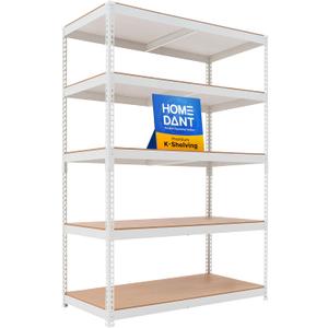 HOMEDANT 47.7" W Deep 5 Tier Heavy Duty Garage Shelving Adjustable Metal Rack Storage Shelves Standing Shelf Unit Organizers Industrial Warehouse Basement White 1Pack, 47.7"W x 24.1"D