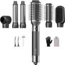 Hair Dryer Brush 6 in 1 Hair Styler, 110,000 RPM High-Speed Negative Ionic Hair Dryer, Auto Curl Frizz-Free Blow Dryer Brush for Curling Volumizing Straightening Styling (Black)