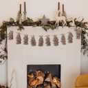 Boho Christmas Garland with Tassel Brown Vintage Christmas Banner Rustic Farmhome Neutral Garland with Wood Beads Pastel Birthday Party Decor Bedroom, Nursery (Hemp Rope Color)