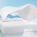 Breescape Cooling Comforter Set - Ultra Comfort 4pcs with Queen Size Cooling Blanket, Wrinkle-Free Deep Pocket Fitted Sheet, 2 Breathable Pillowcases for Skin and Hair Bedding Set, Snow White