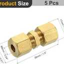 uxcell 5Pcs Brass Compression Tube Fitting, 6mm Tube OD Connector, NPT Thread Compression Union Connectors & Compression Sleeves Ferrules, Brass Straight Coupling Adapter