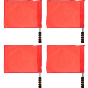 4Pcs Red Referee Flags with Stainless Steel Poles and Sponge Handles 7X5.5 Inch Signal Flags for Track and Field Officials and Outdoor Sports