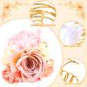 Hotop 4 Set Hammered Textured Gold Corsage Wrist Bracelet Bands Bride Bracelet Adjustable Wrist Corsage DIY Wedding Wristband Accessory for Bridal Party Prom