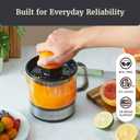 Elite Gourmet ETS623 BPA-Free 40-Watt Electric Citrus Juicer, Compact, Large Volume, Pulp Control, Oranges, Lemons, Limes, Grapefruits with Easy Pour Spout, 24oz, Black/Stainless Steel