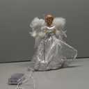 Light Angel Treetop, 12" Standing White Angel Christmas Tree Topper or Table Top, White Lighted Angel Tree Topper -Christmas Tree Topper Decoration Ornament for Home (Silver)