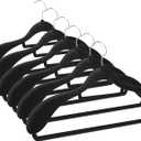 6 Pack Velvet Suit Hangers for Men with 360 Rotating Hooks, Space-Saving Non-Slip Jacket Hangers for Dress, Pants, Shirts, Skirts, Ties (Black)