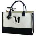 M INITIAL CANVAS TOTE