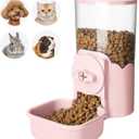 VANNON Small Animal Hanging Automatic Food Dispenser, 35oz Gravity Pet Feeder for Cage, Food Bowl for Rabbit Puppy Cat Ferret Guinea Pig Chinchilla Parrot (Pink)