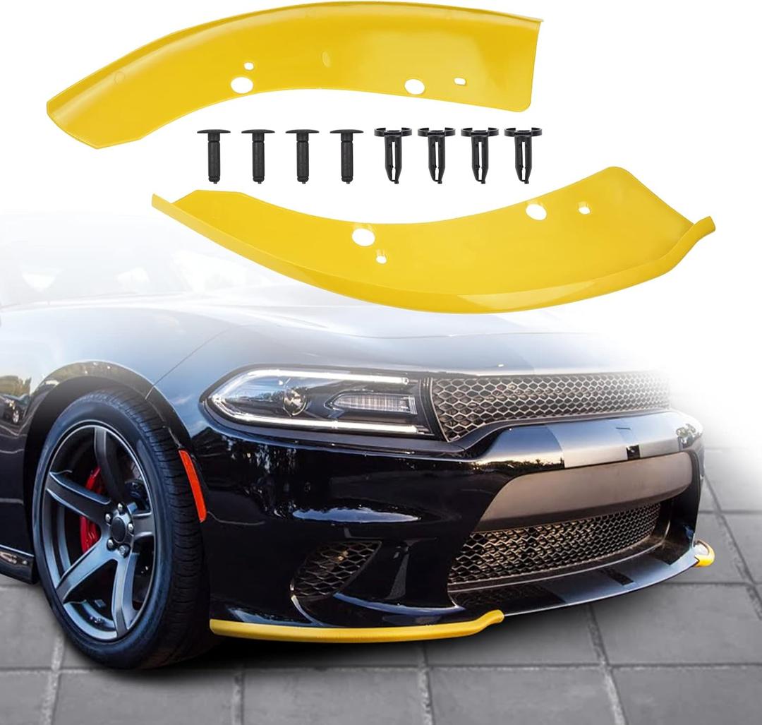 JDMON Front Bumper Lip Splitter Protector Compatible with Dodge Charger SRT Hellcat/SRT 392 / Scat Pack/RT Scat Pack/GT/RT 2015-2021, GT RT Accessories, Yellow 2pcs