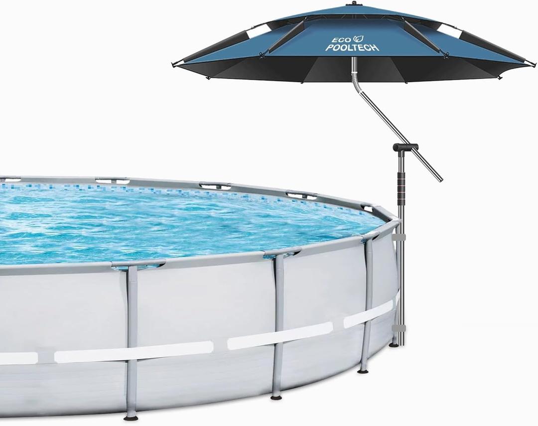 Above Ground Pool Umbrellas, Outdoor Pool Sunshade for Oval or Rectangular Swimming Pools, Multi-functional Patio Umbrella for Garden, Must have Pool Accessories (7.2FT)