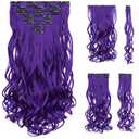 SYXLCYGG Purple Hair Extensions Clip Extension 18" Wavy Synthetic Hair Piece Women Cheap Natural Fluffy&Not Tangled Girl colorful Full Head
