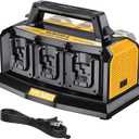 Adisipsoarin Super Battery Charger for Dewalt 20v Battery, 6-Ports Simultaneous Rapid Charger Station Compatible with Dewalt 20v Lithium Ion Battery and Tools DCB104 Charger