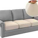 H.VERSAILTEX Fleece Couch Cushion Covers Stretch Couch Covers for 3 Cushion Couch Sofa Thick and Soft Couch Covers Washable (3 Piece Sofa Cushion Cover, Ivory)
