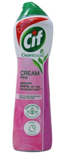 Cif Pink Multi Purpose Surface Cleaner Cream with Floral Fragrance, Removes Grease & Dirt wth Natural Cleaning Particles for Shiny Surface, 500ml
