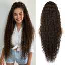 SEIKEA Ponytail Extension, 36" Long Lightweight Full Natural Curly Drawstring Ponytail Fake Pony Tail Multi Layered Soft Clip in Hair Extensions Ponytail Synthetic Hairpiece, Chocolate Brown