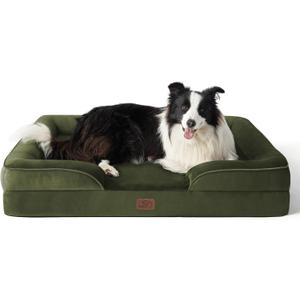Bedsure Orthopedic Dog Beds Large Sized Dog - Washable Large Dog Cat Bed Waterproof, Comfort Dogs Couch Sofa with Washable Removable Cover, Pet Bed with Nonskid Bottom, Moss Green, 35"