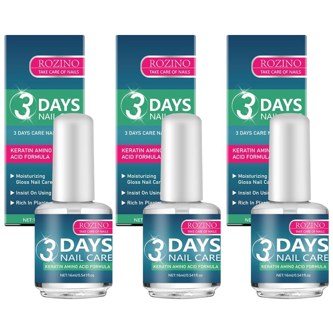 3 Pack Keratin & Amino Acid Nail Treatment Oil, Nail Strengthener and Growth Formula, Deeply Nourishes Dry Nails & Cuticles, Clear Care Serum (BLUE, 16ML) (0.18 Fl Oz (Pack of 3))