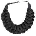 BOBIYA Messy Wide 2 Strands Synthetic Hair Black Braided Headband Classic Black Braid Headbands for Women