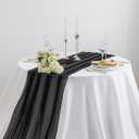 12Pack Chiffon Table Runner, Wedding Table Runner, 29x120 inches Gauze Table Runner, Rustic Sheer Table Decor for Romantic Bridal Shower, Baby Shower, Birthday Party Cake Table(Black)